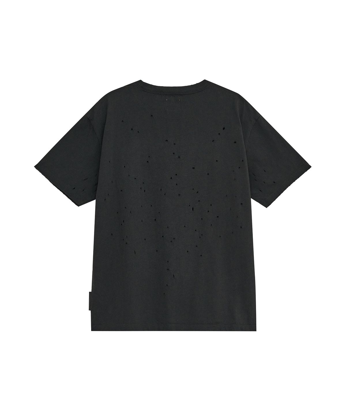 데프가먼츠(DEFGARMENTS) GRUNGE TEXT DAMAGED T-SHIRTS [CHARCOAL]