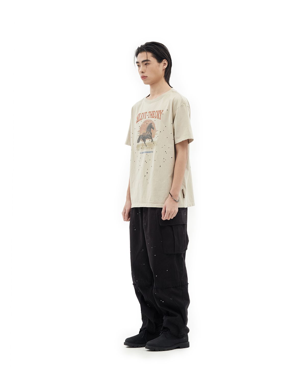 데프가먼츠(DEFGARMENTS) OLD PRINT DAMAGED T-SHIRTS [BEIGE]