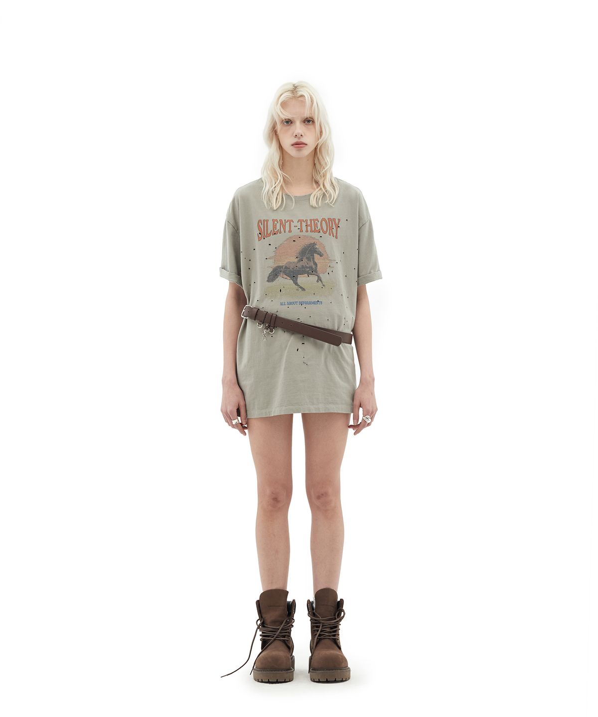 데프가먼츠(DEFGARMENTS) OLD PRINT DAMAGED T-SHIRTS [KHAKI]