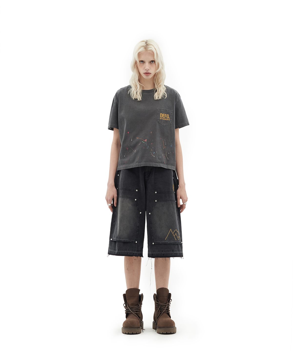 데프가먼츠(DEFGARMENTS) LOGO POCKET T-SHIRTS [CHARCOAL]