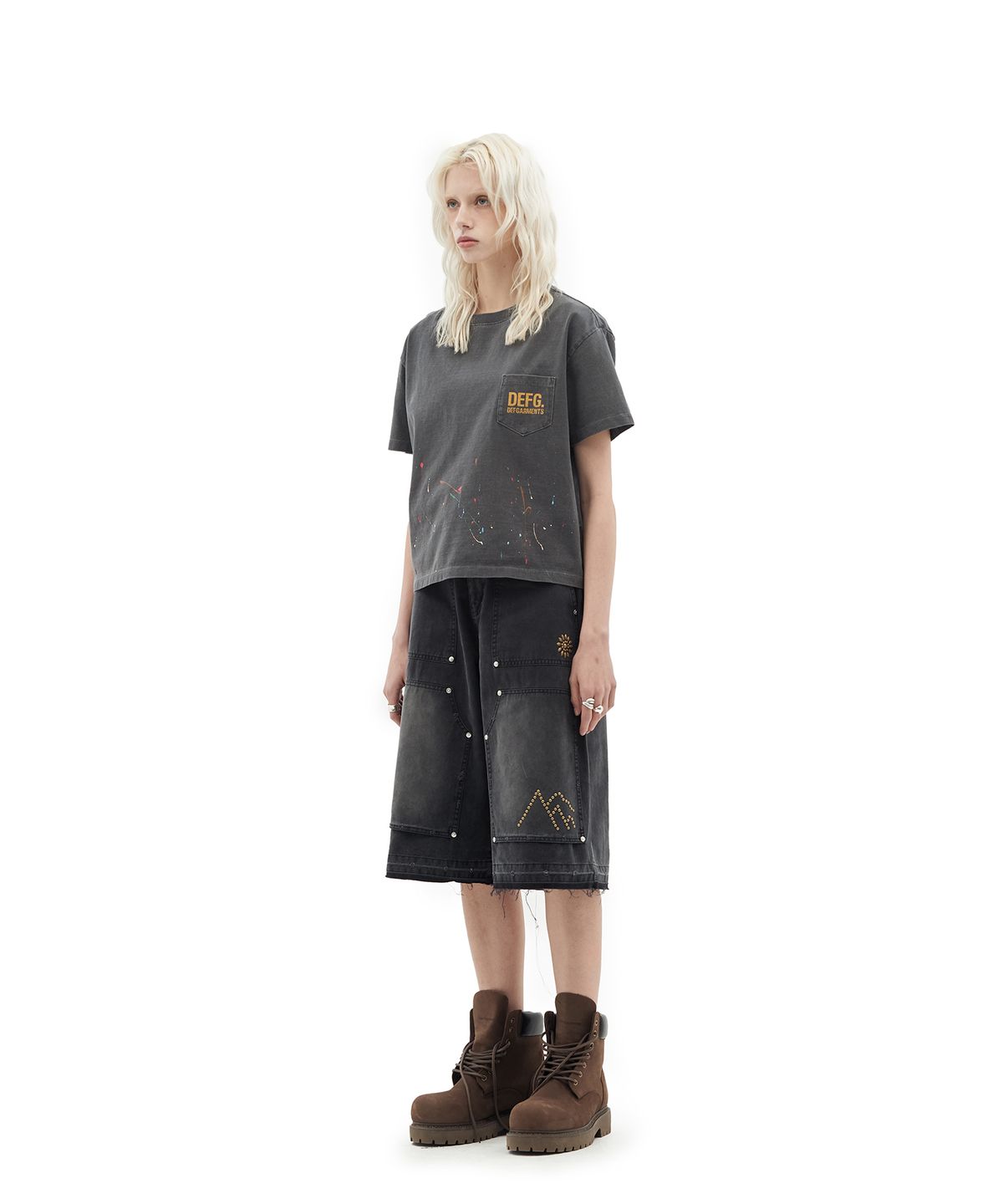 데프가먼츠(DEFGARMENTS) LOGO POCKET T-SHIRTS [CHARCOAL]