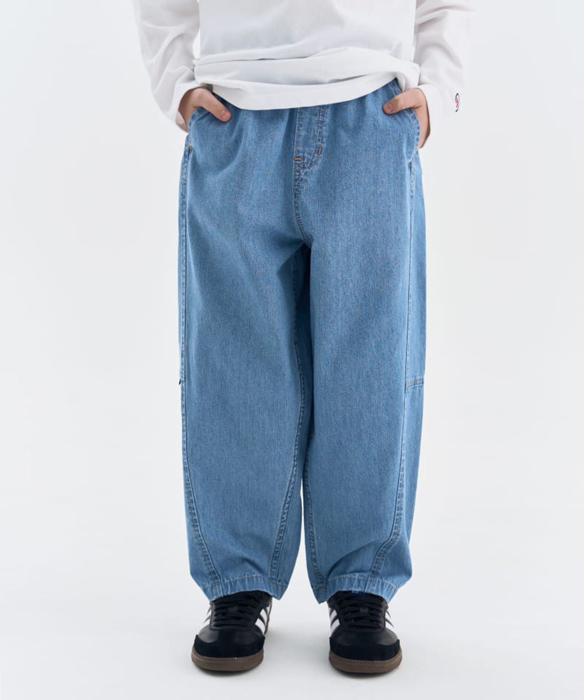 아웃도어 프로덕츠 키즈(OUTDOOR PRODUCTS KIDS) 해지데님 커브드 팬츠 (라이트블루) OD261BDP06_LBL