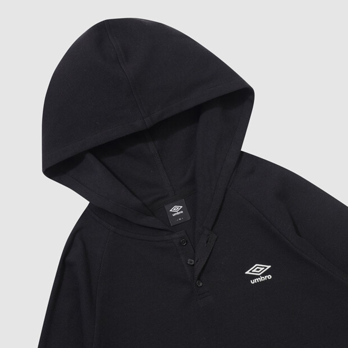 엄브로(UMBRO) 골지 후디 긴팔 티셔츠 블랙 UR122CRL31
