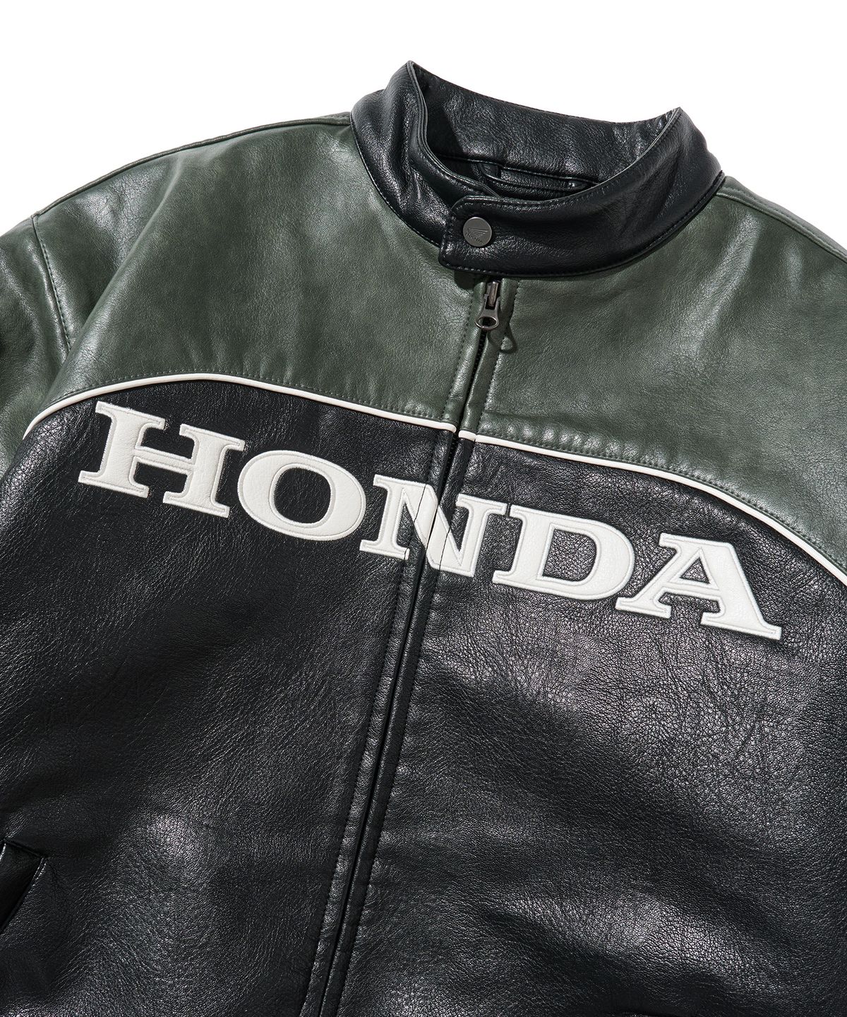 핍스 모터사이클(PHYPS MOTORCYCLE) Engineered Leather Racing Jacket Green