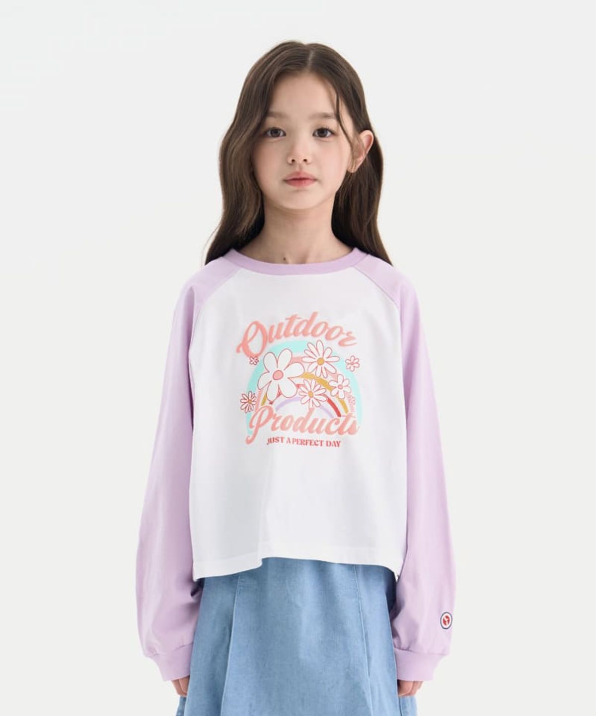 아웃도어 프로덕츠 키즈(OUTDOOR PRODUCTS KIDS) 여아 그래픽 라글란 티셔츠 (라이트 퍼플) OD261ILS71_LPU