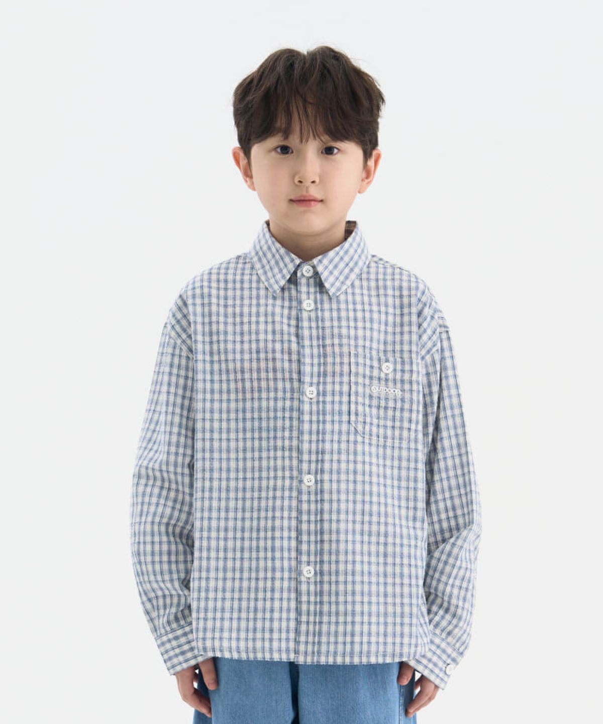 아웃도어 프로덕츠 키즈(OUTDOOR PRODUCTS KIDS) 시어서커 체크 셔츠 (라이트블루) OD261ISH06_LBL