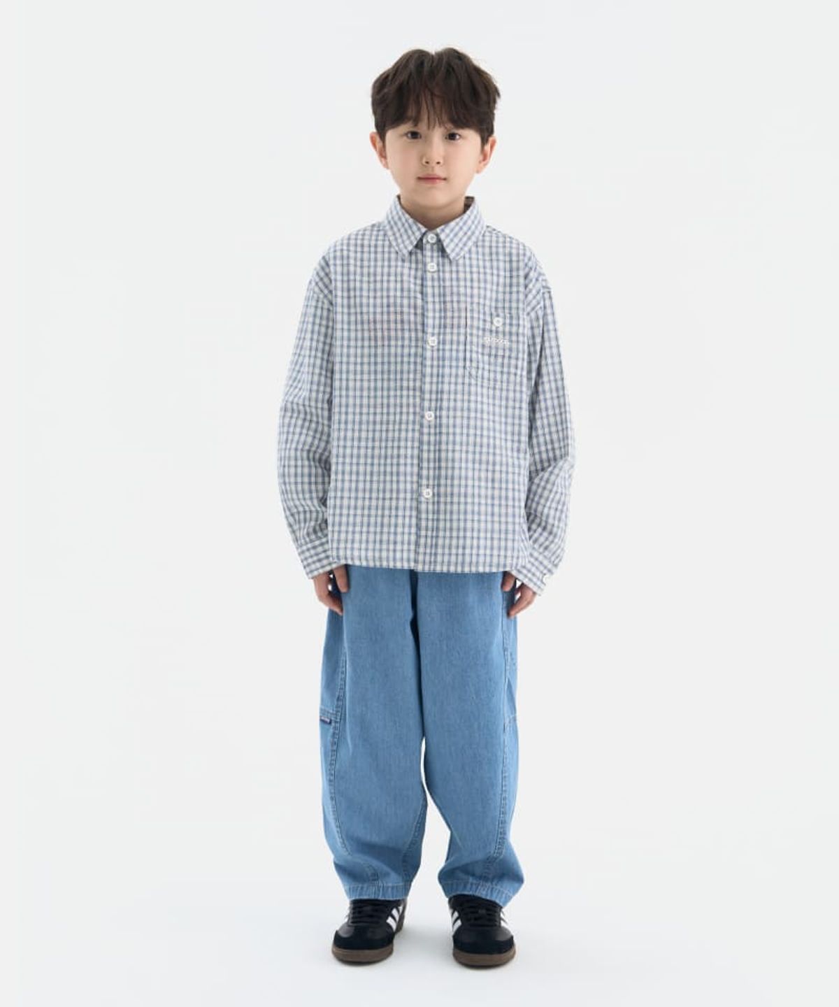아웃도어 프로덕츠 키즈(OUTDOOR PRODUCTS KIDS) [세트상품]시어서커 체크셔츠 상하세트 (라이트블루)