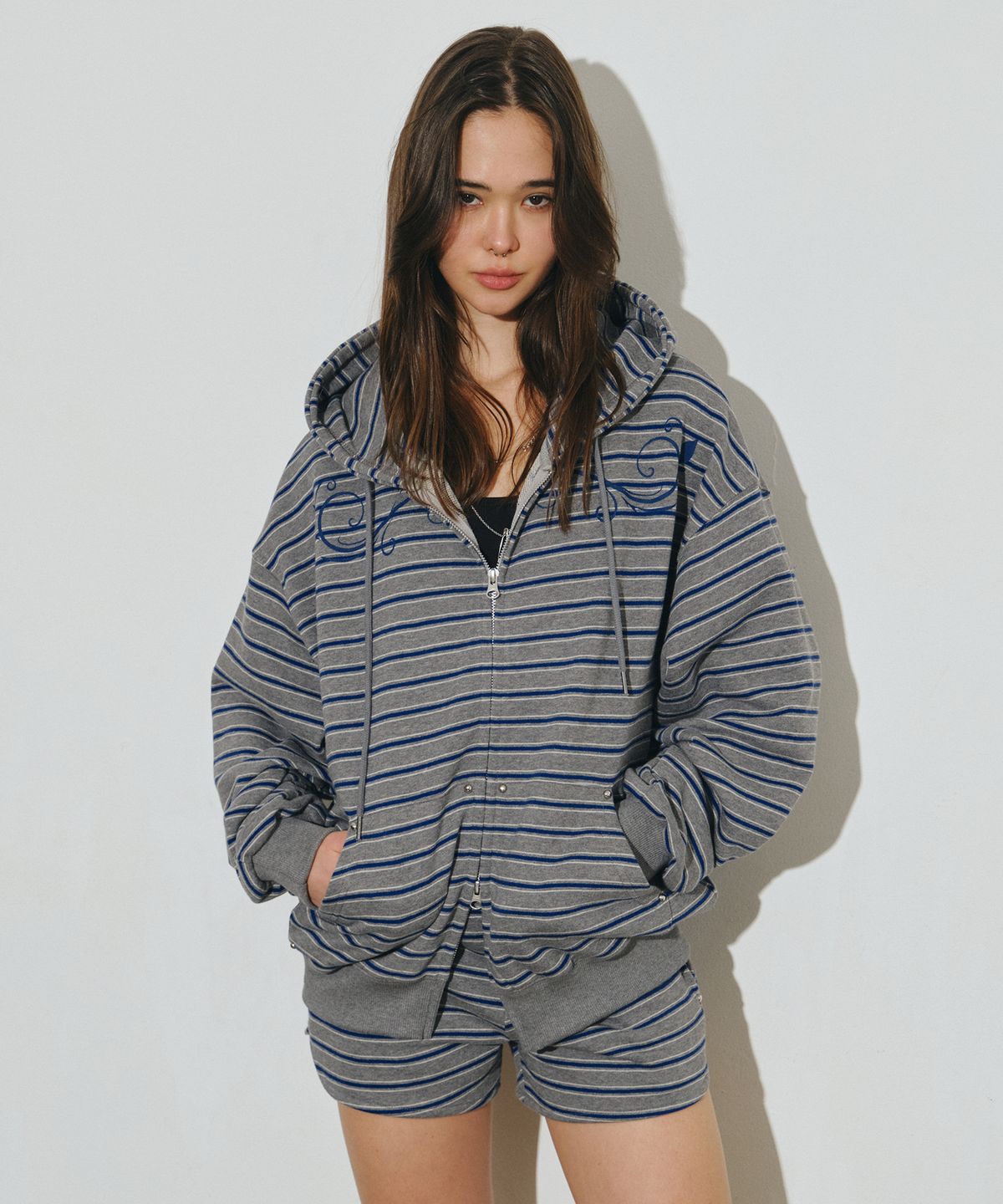 미드나잇 무브(MIDNIGHT MOVE) set st hood zip up (grey)