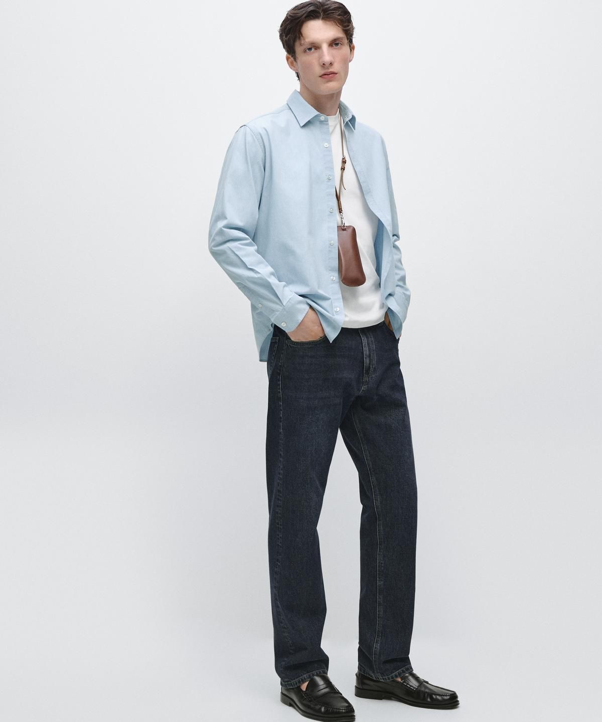 마시모두띠(MASSIMO DUTTI) 100% 코튼 데님 셔츠