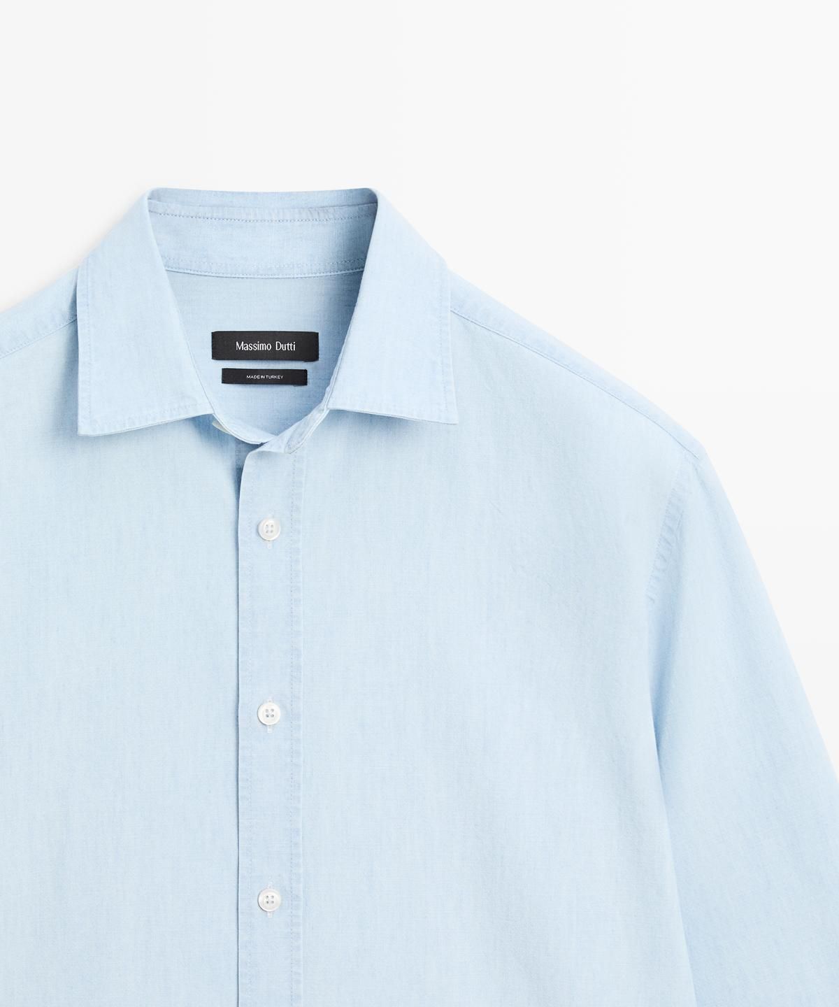 마시모두띠(MASSIMO DUTTI) 100% 코튼 데님 셔츠
