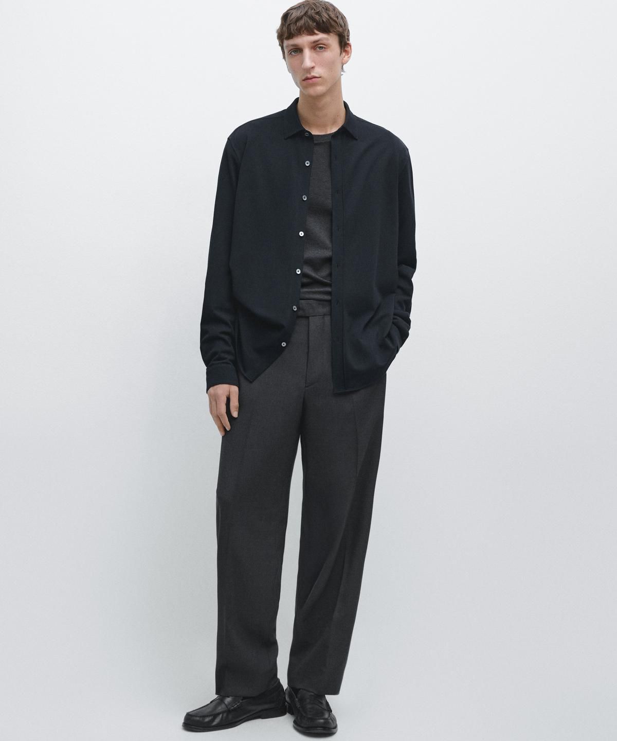 마시모두띠(MASSIMO DUTTI) 레귤러핏 멜란지 셔츠
