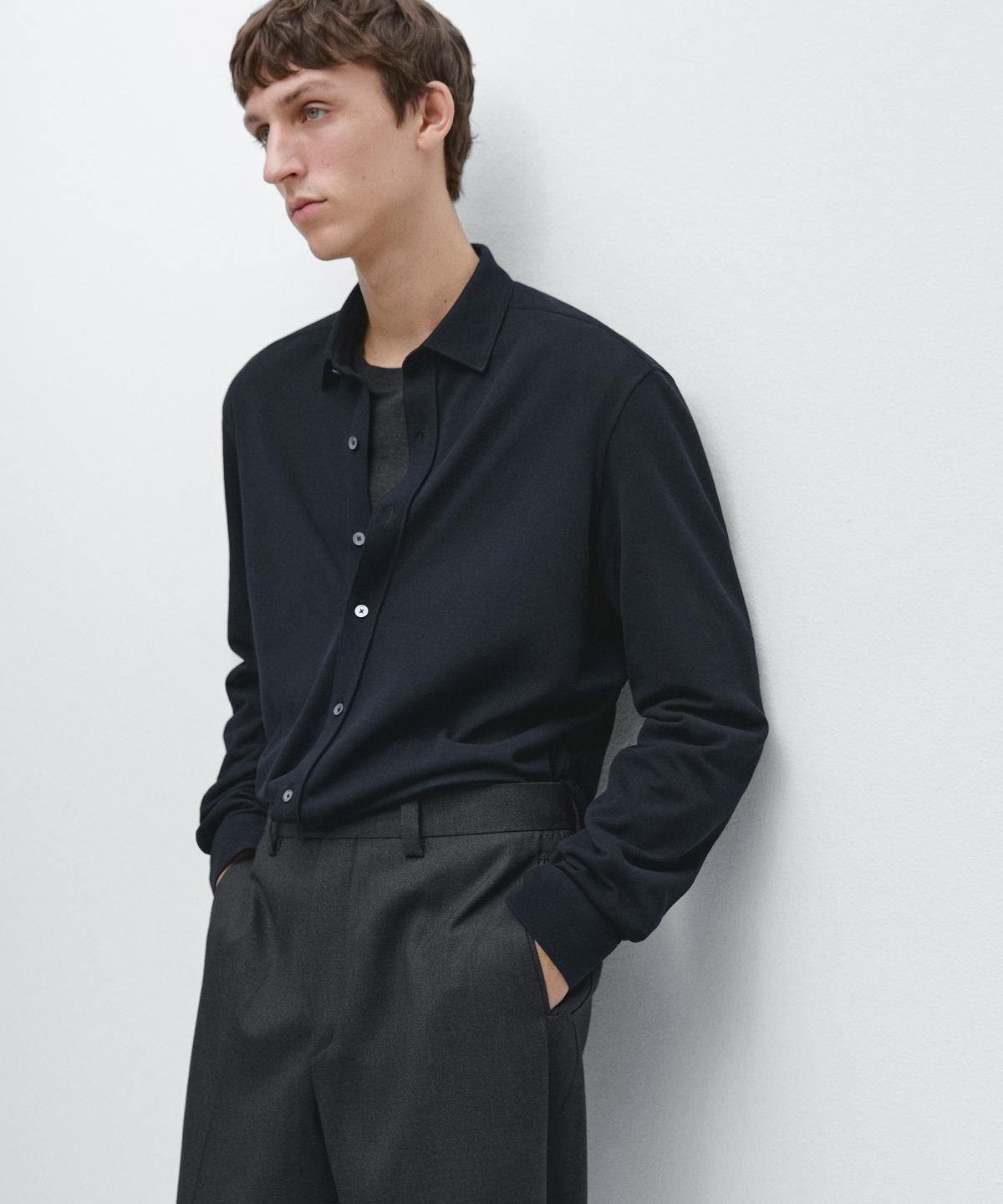 마시모두띠(MASSIMO DUTTI) 레귤러핏 멜란지 셔츠