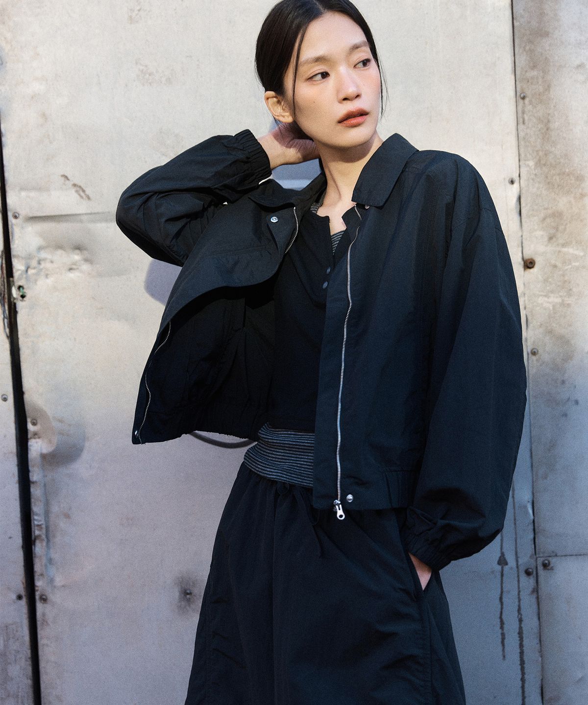 미쏘(MIXXO) 나일론 스탠카라 점퍼_MIWJJG41PG