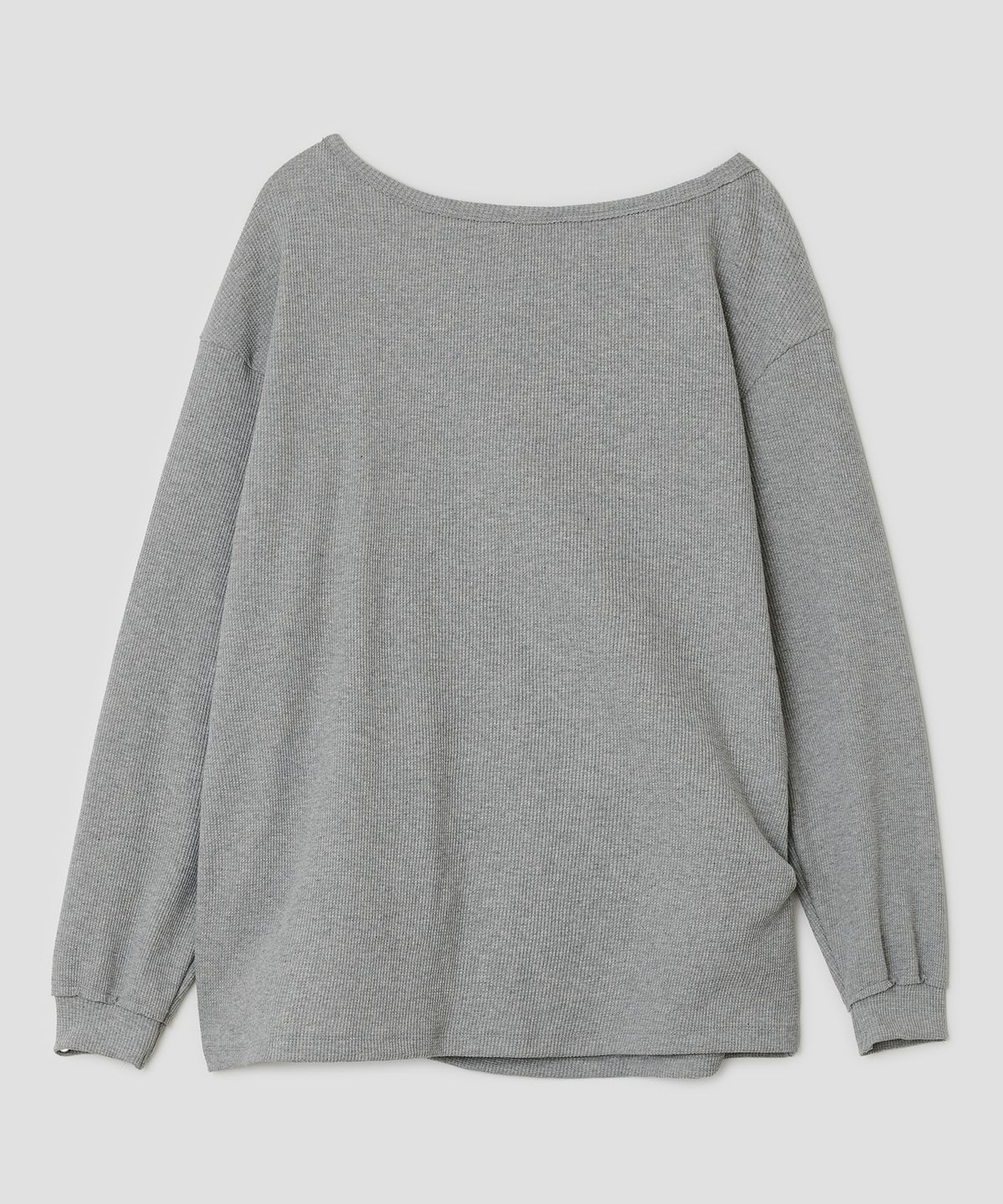 타입서비스(TYPESERVICE) Textured Ruched Off Shoulder Top [Gray]