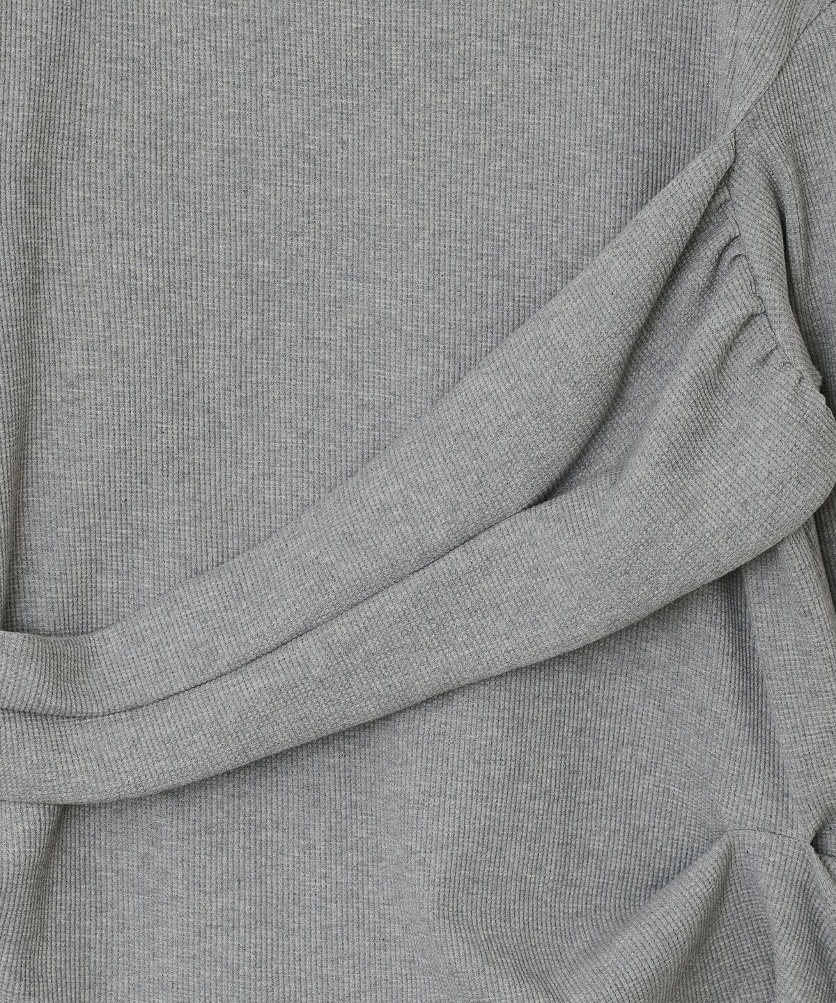 타입서비스(TYPESERVICE) Textured Ruched Off Shoulder Top [Gray]