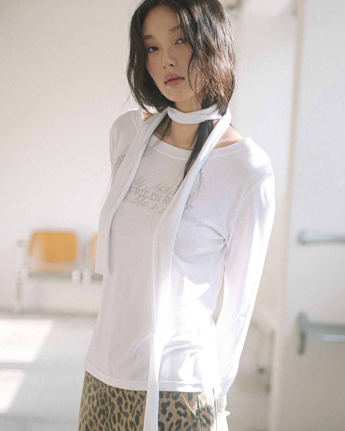 해비즘(HAVISM) LVER BOAT NECK L/S TEE(WHITE)