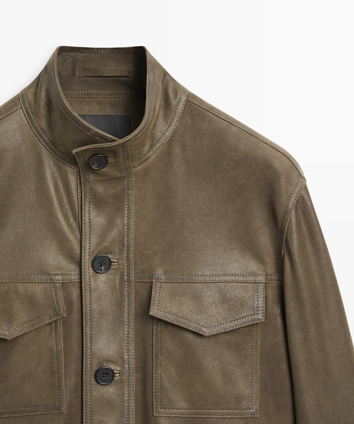 마시모두띠(MASSIMO DUTTI) 디스트레스드 이펙트 염소 가죽 자켓