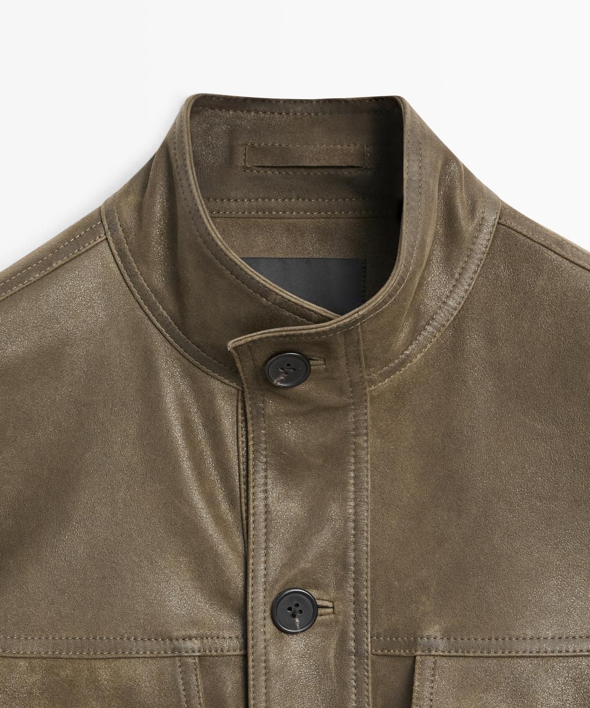 마시모두띠(MASSIMO DUTTI) 디스트레스드 이펙트 염소 가죽 자켓