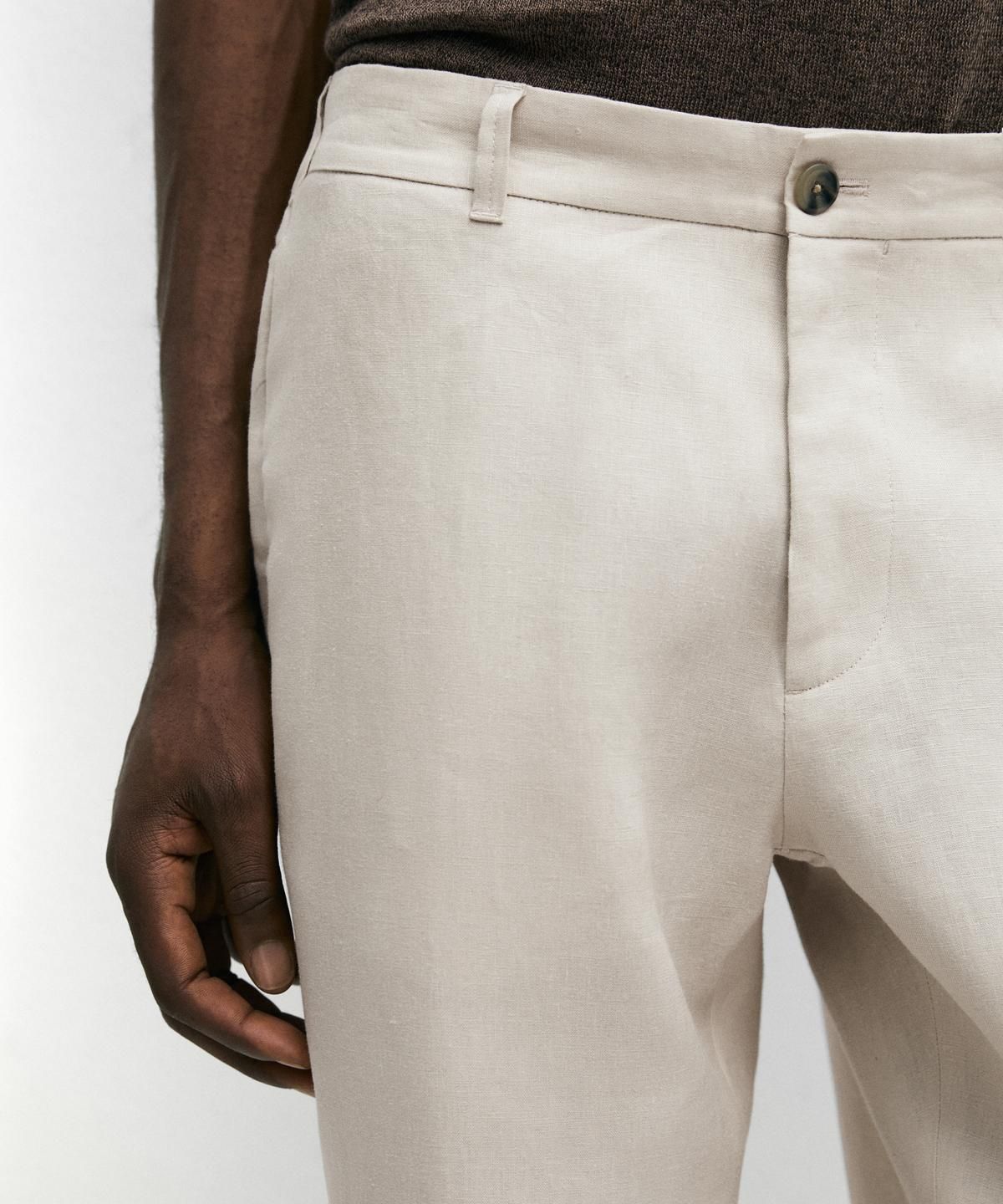 마시모두띠(MASSIMO DUTTI) 테이퍼드 핏 린넨 팬츠