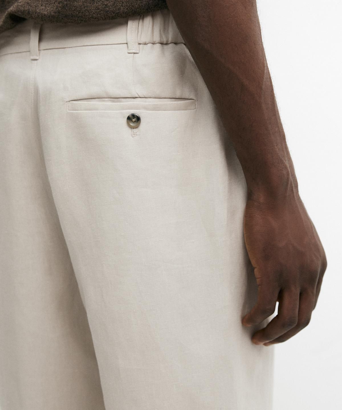 마시모두띠(MASSIMO DUTTI) 테이퍼드 핏 린넨 팬츠