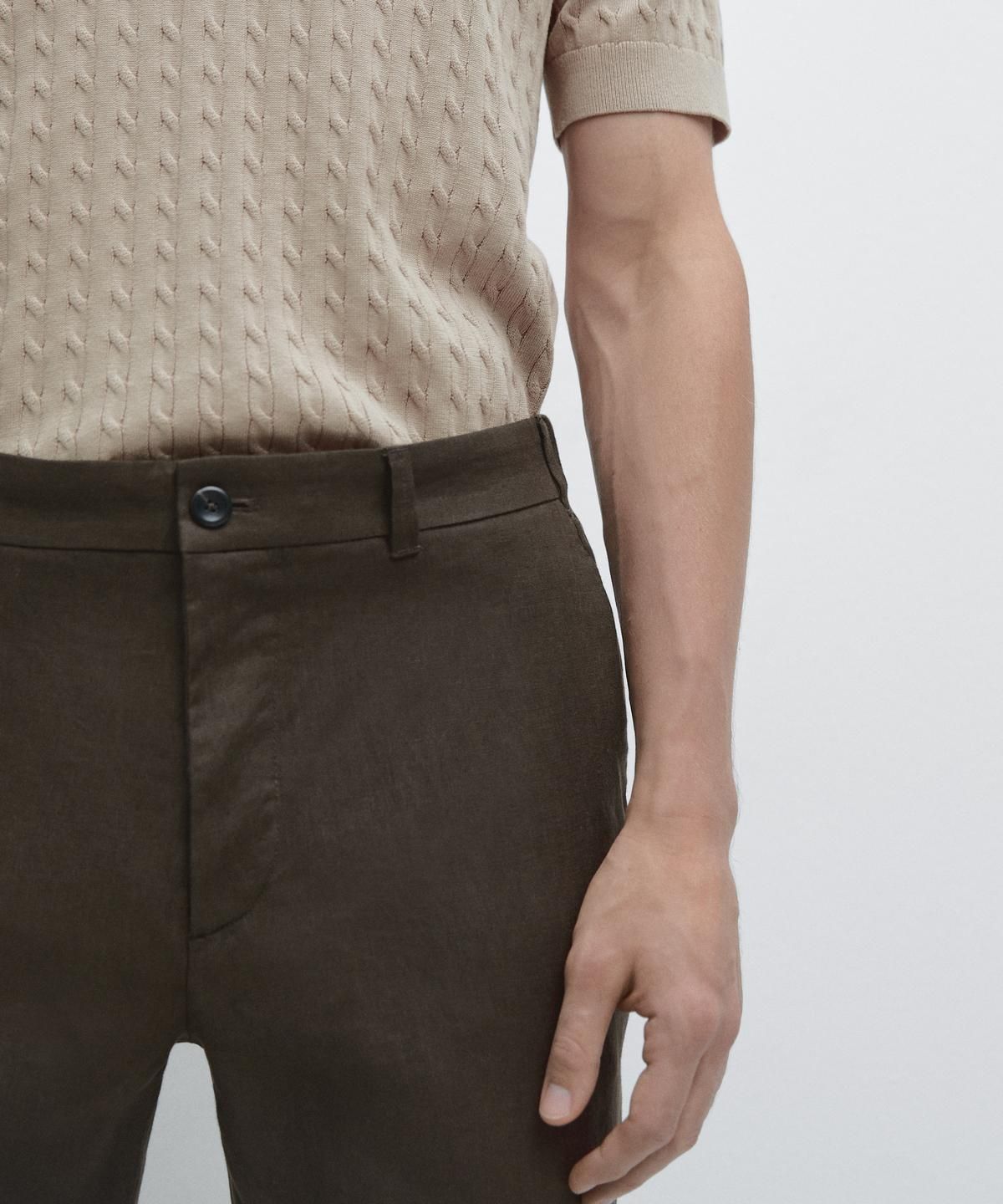 마시모두띠(MASSIMO DUTTI) 테이퍼드핏 린넨 팬츠