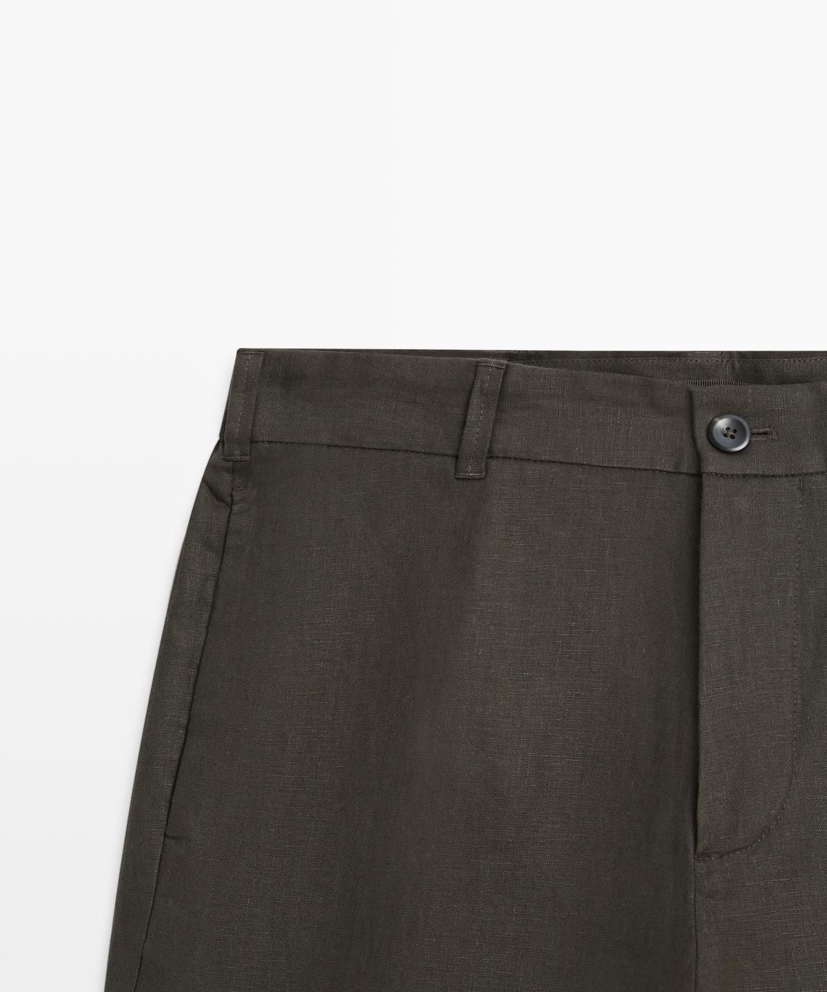 마시모두띠(MASSIMO DUTTI) 테이퍼드핏 린넨 팬츠
