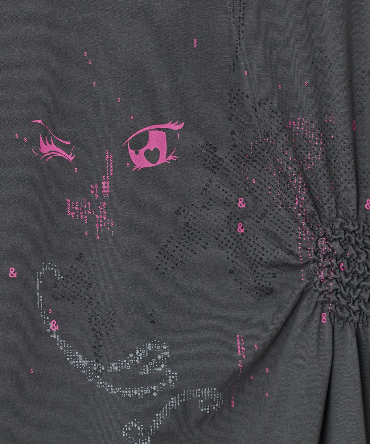 타입서비스(TYPESERVICE) Scattered Ruched Top [Charcoal]