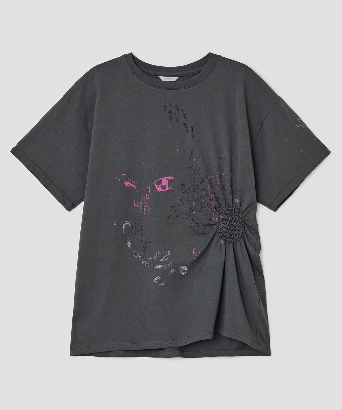 타입서비스(TYPESERVICE) Scattered Ruched Top [Charcoal]