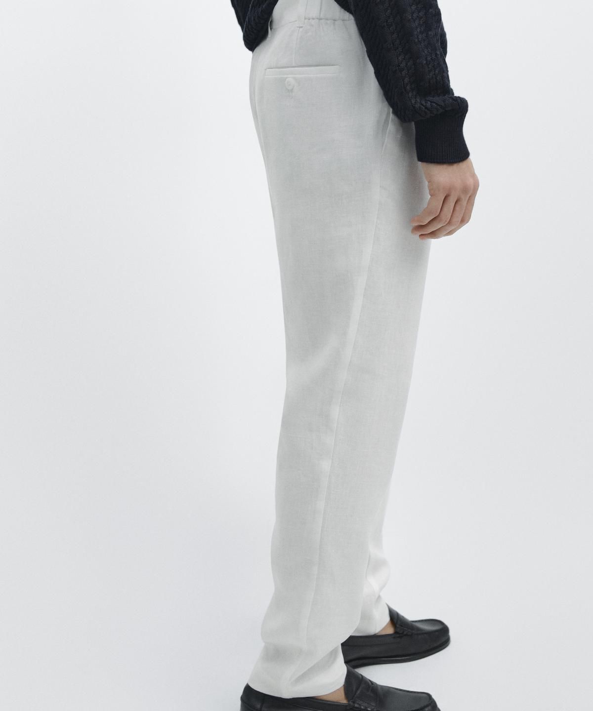 마시모두띠(MASSIMO DUTTI) 테이퍼드핏 린넨 팬츠