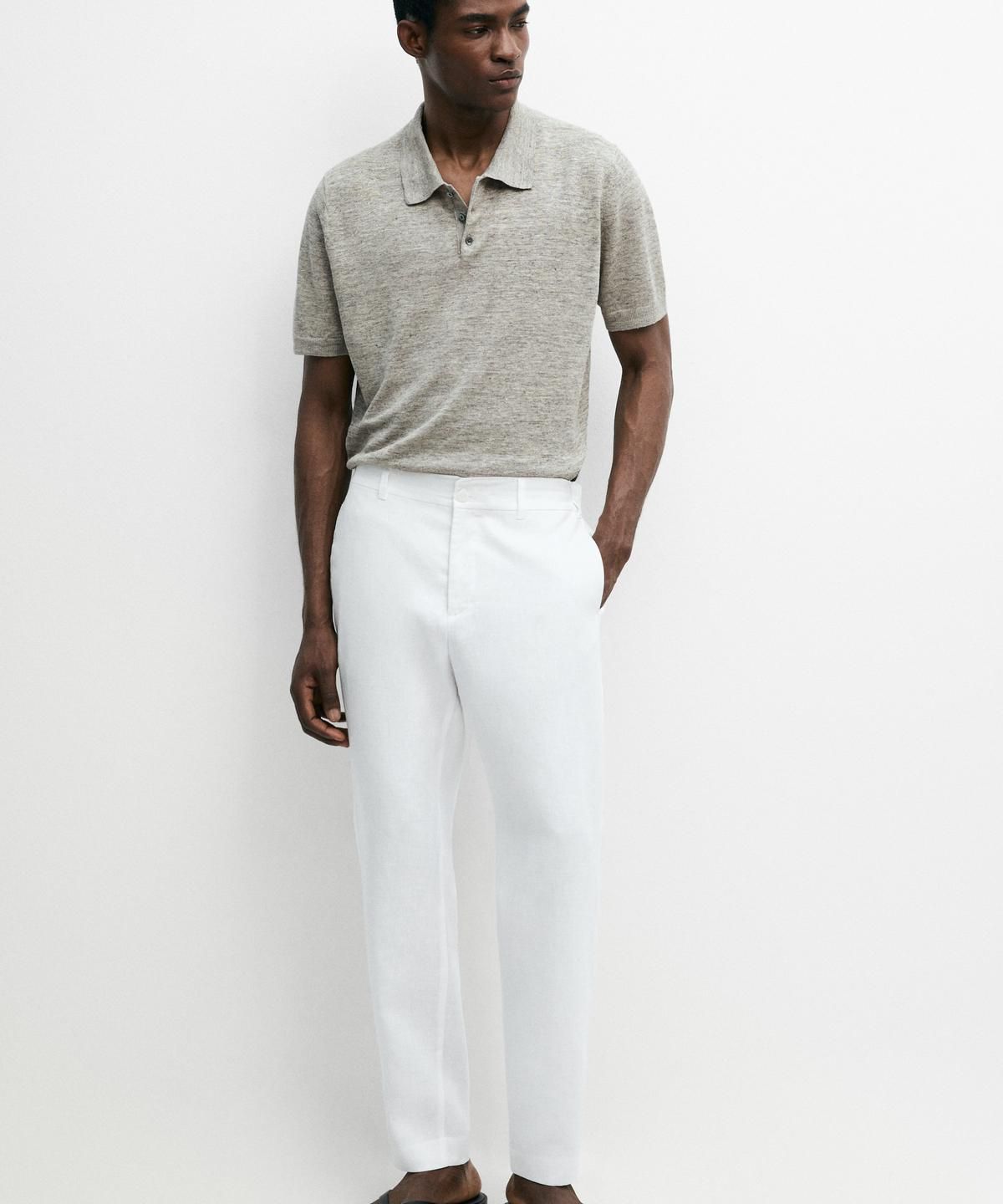 마시모두띠(MASSIMO DUTTI) 테이퍼드 핏 린넨 팬츠
