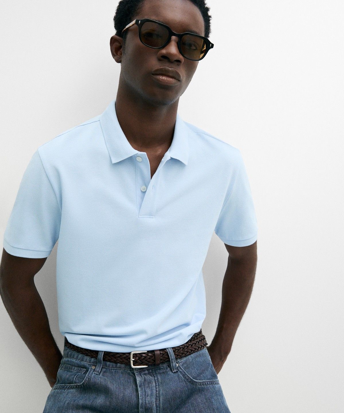 마시모두띠(MASSIMO DUTTI) 마이크로 텍스처드 코튼 피케 폴로 셔츠