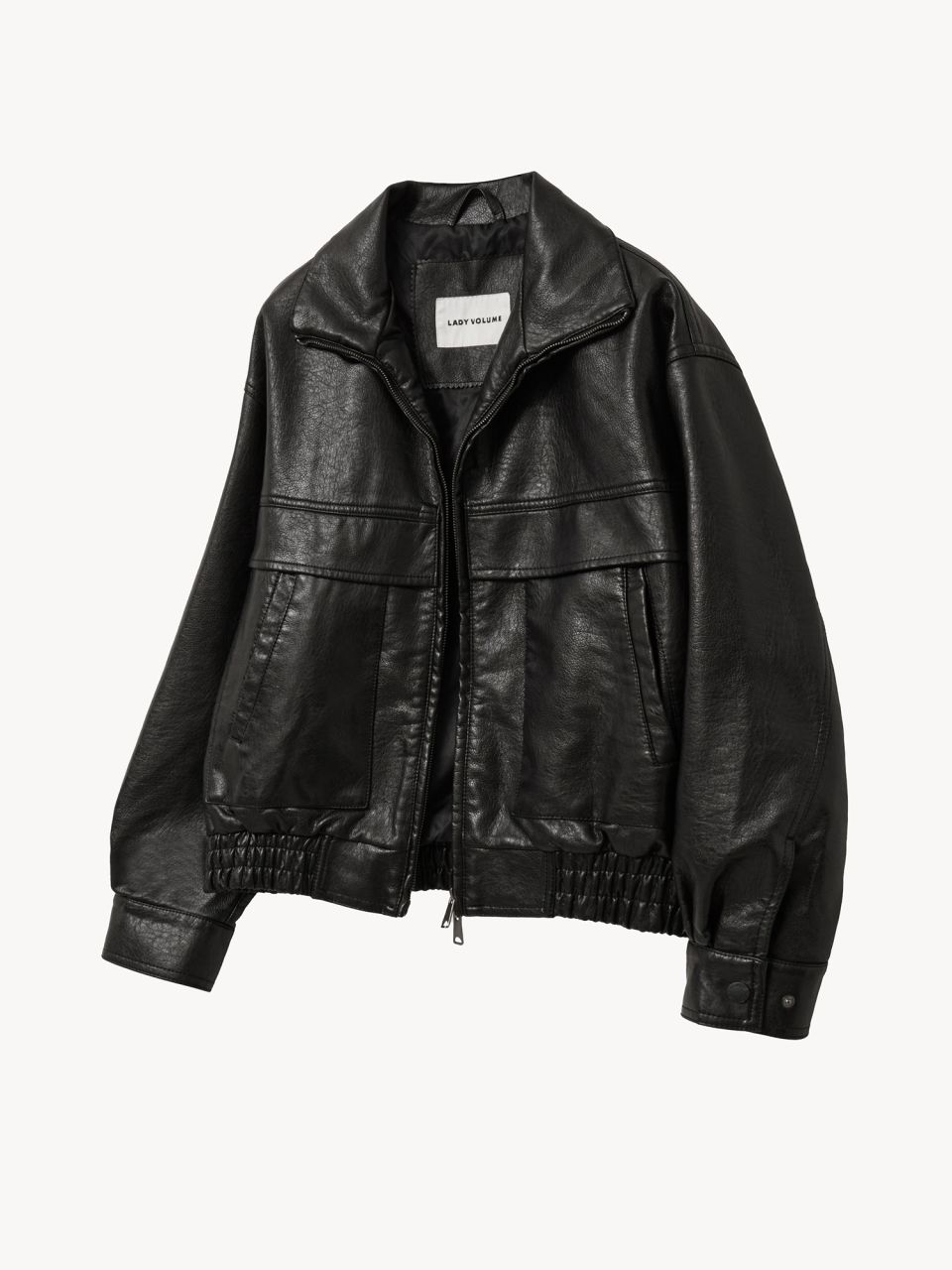 MUSINSA | LADY VOLUME 9197-1 Washing Leather Jacket (BLACK)