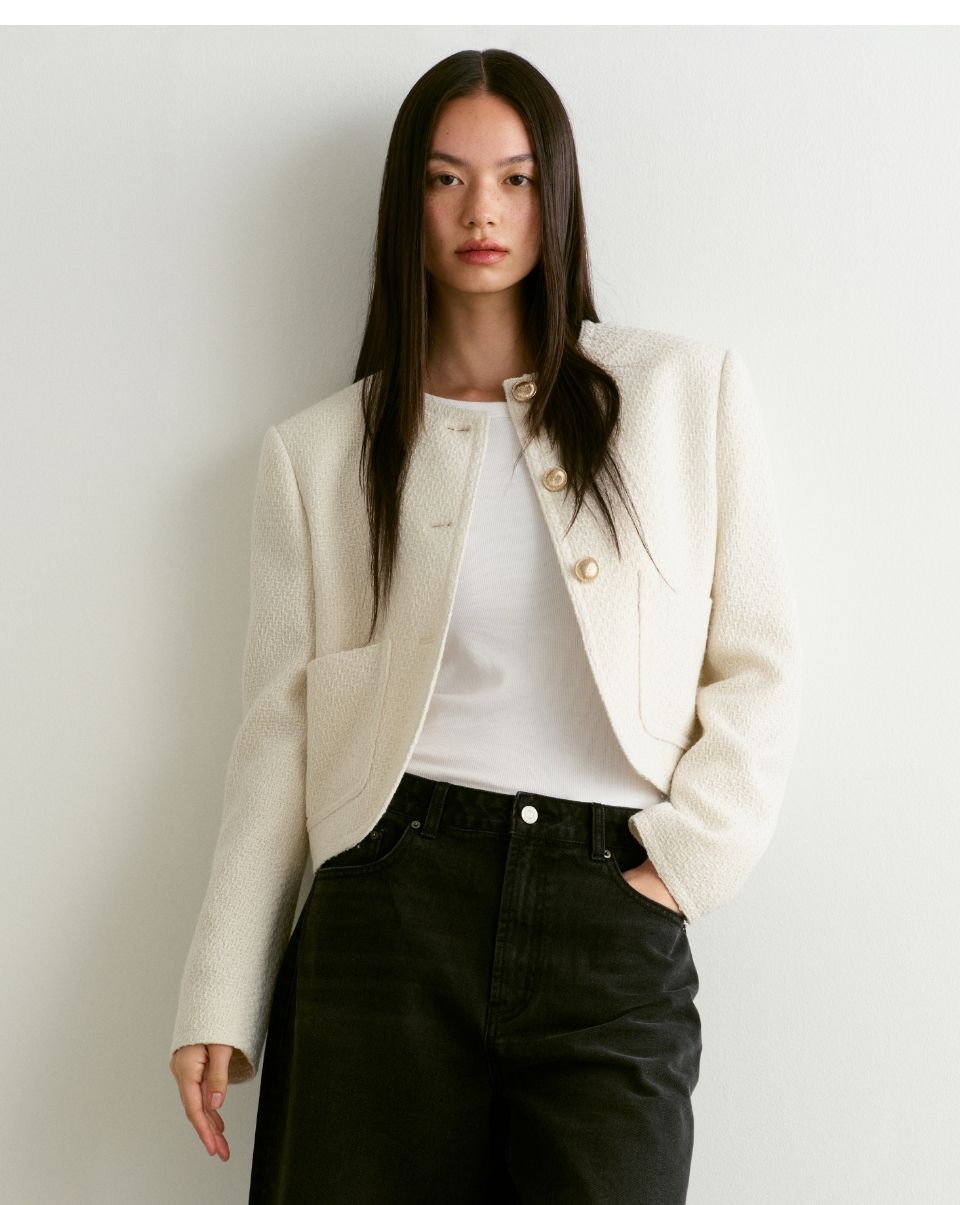 ジャケット・アウター MUSINSA ROUND NECK TWEED JACKET MUSINSA | MUSINSA STANDARD WOMAN Womens Round Neck Tweed Jacket