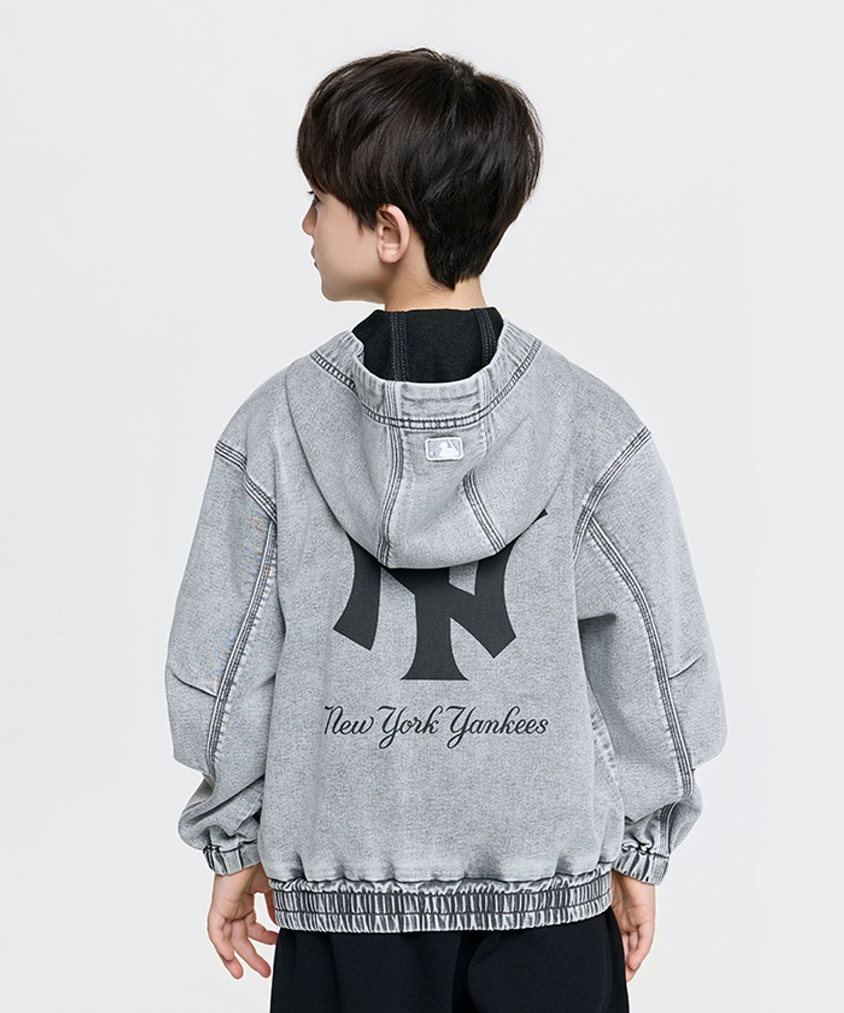 엠엘비 키즈(MLB KIDS) 베이직 져지데님 후드 집업 자켓 NY (L.Grey)