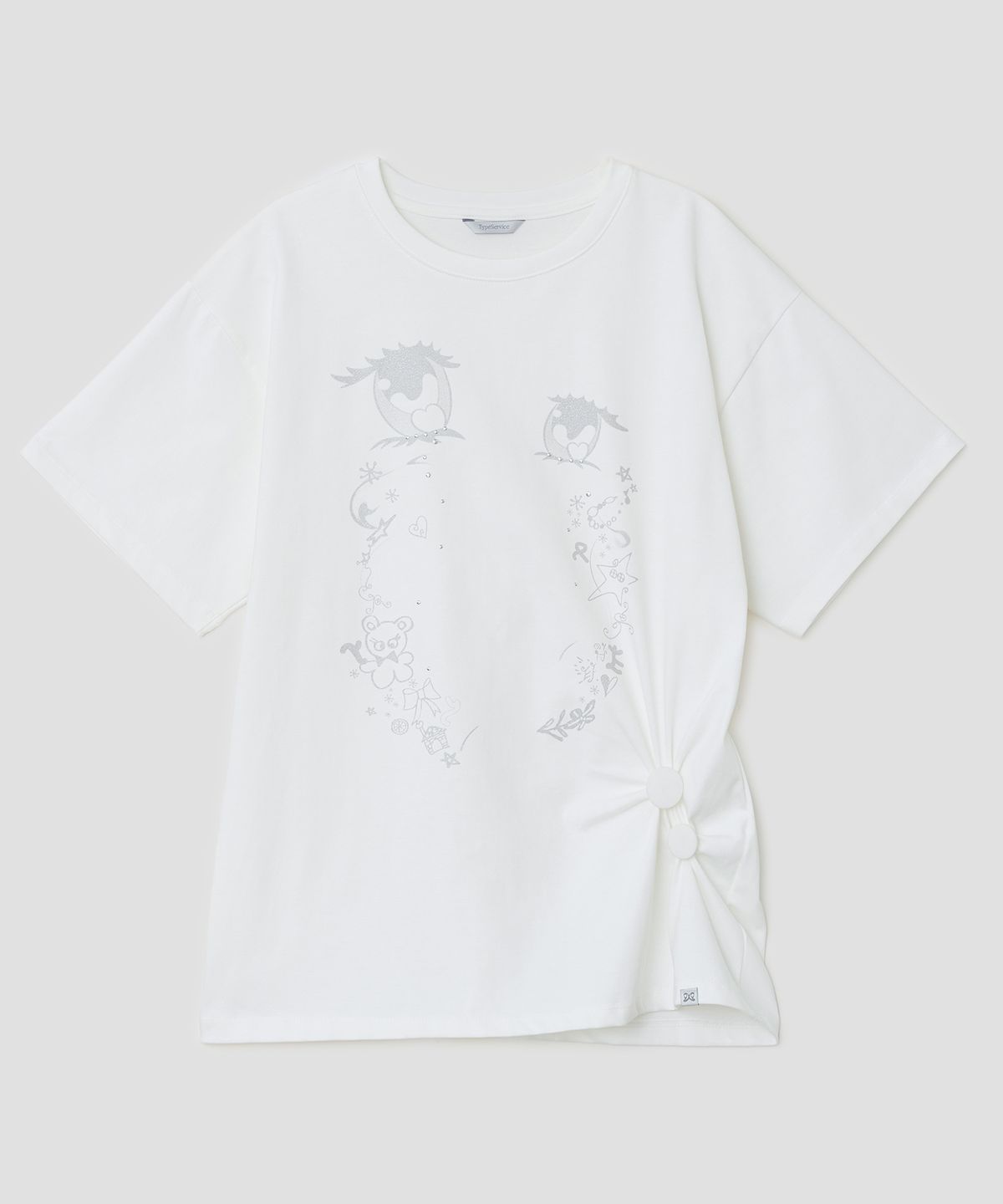 타입서비스(TYPESERVICE) Cry Eyes Half Sleeve Top [White]