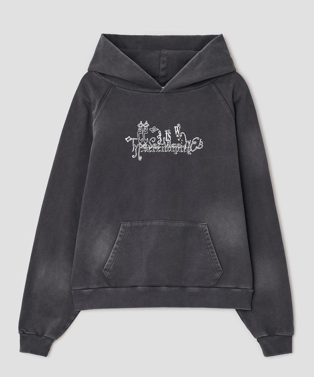 타입서비스(TYPESERVICE) Washed Raglan Hoodie [Charcoal]