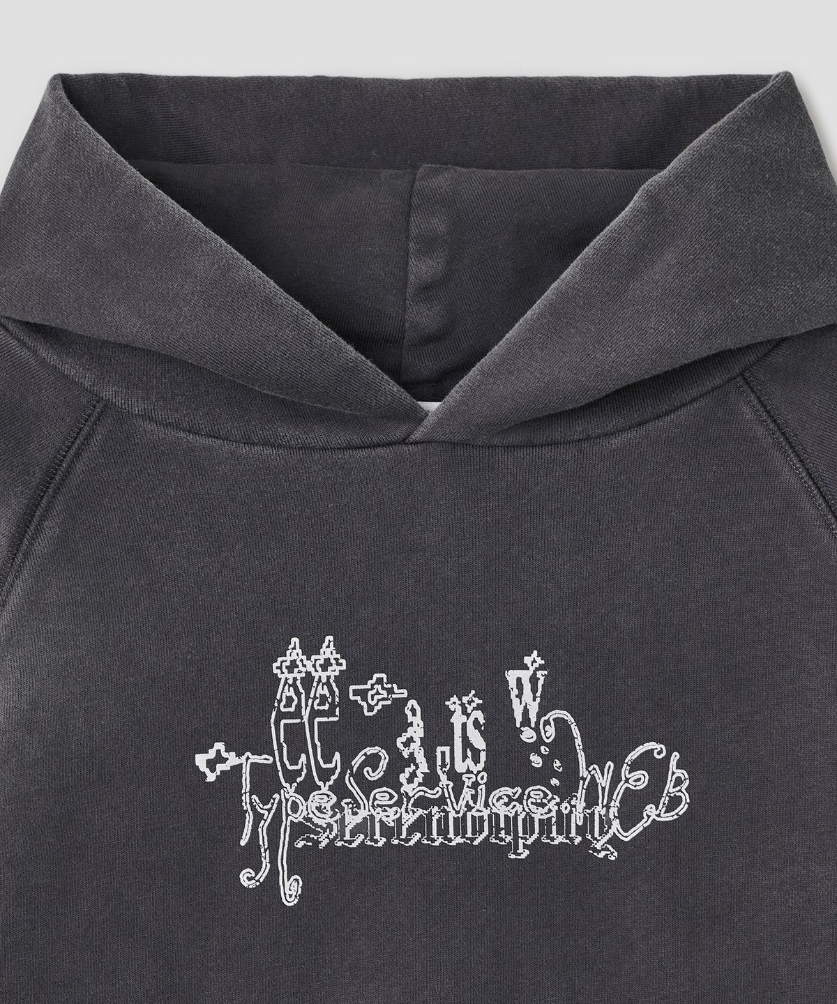 타입서비스(TYPESERVICE) Washed Raglan Hoodie [Charcoal]