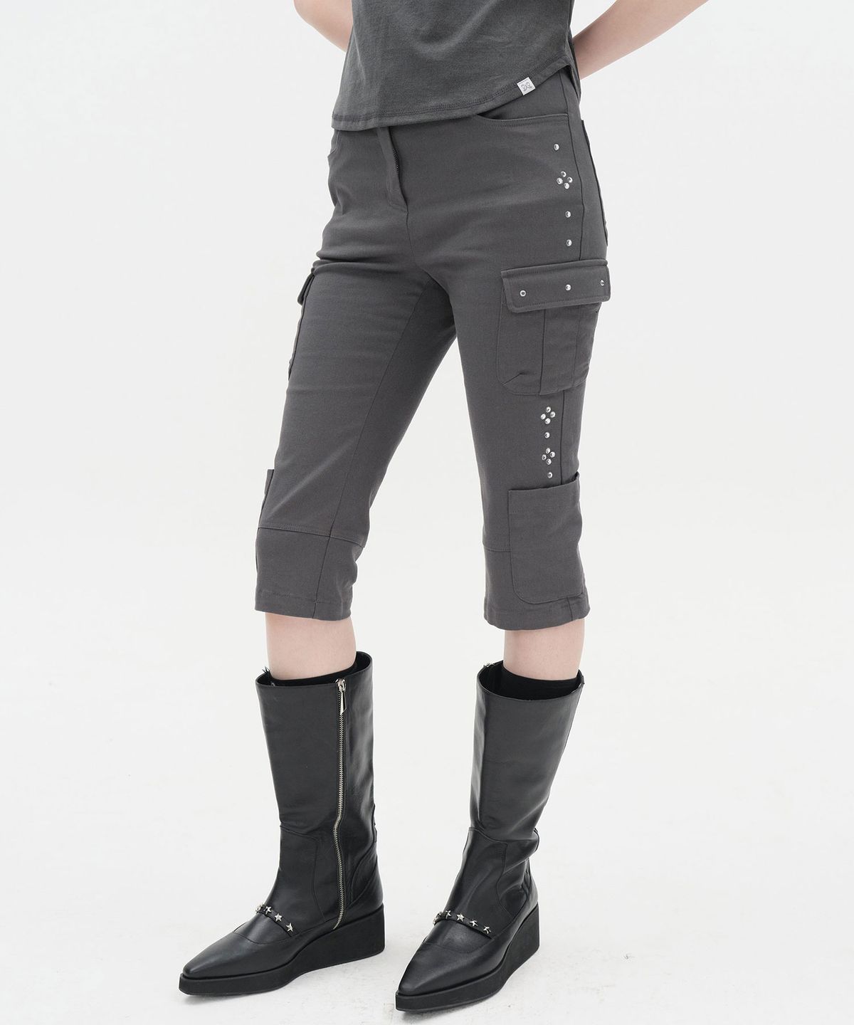 타입서비스(TYPESERVICE) Stone Capri Pants [Charcoal]