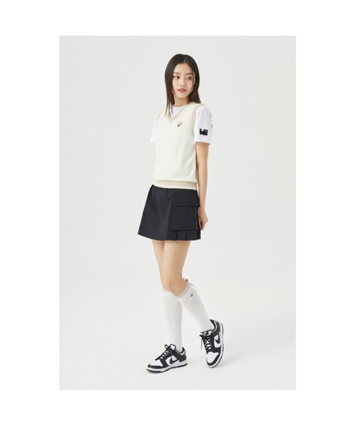 골든베어(GOLDEN BEAR) (W) Side Pleated Skirt  G5KCM26201BKX