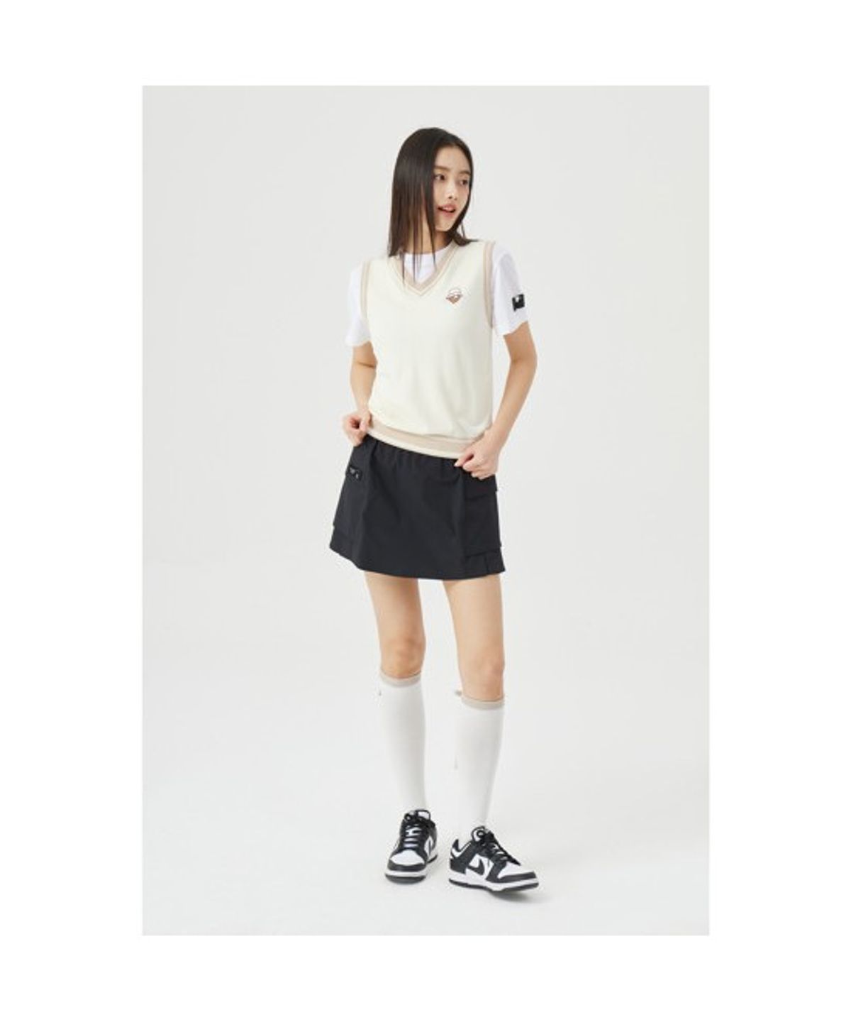 골든베어(GOLDEN BEAR) (W) Side Pleated Skirt  G5KCM26201BKX
