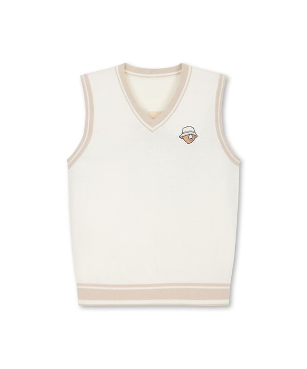 골든베어(GOLDEN BEAR) (W) V Neck Jacquard Logo Sweater   G5WAM26111IVX
