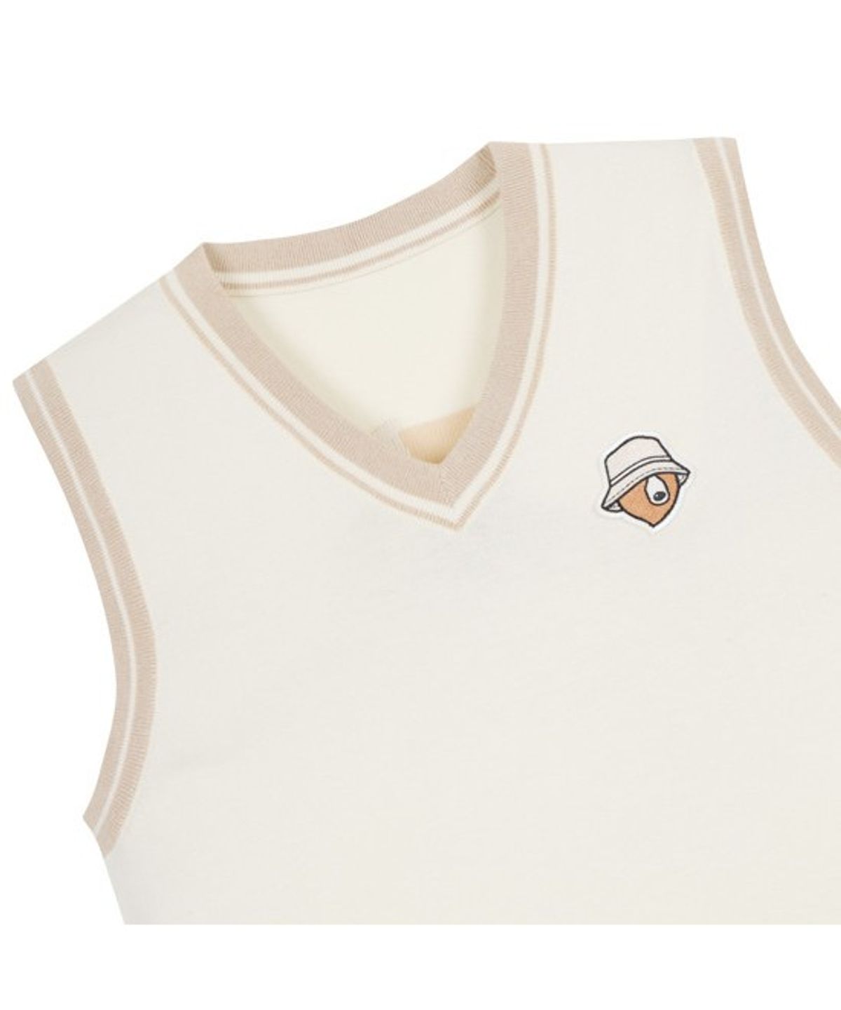 골든베어(GOLDEN BEAR) (W) V Neck Jacquard Logo Sweater   G5WAM26111IVX