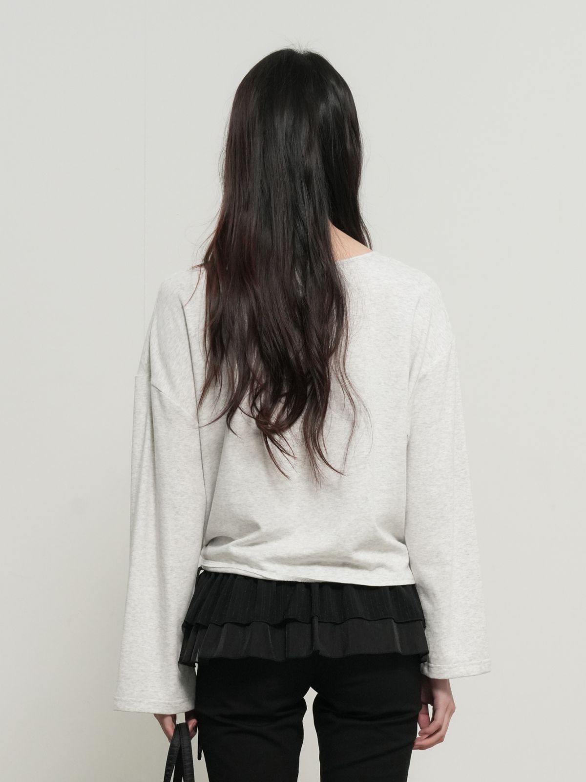 제너럴아이디어(GENERALIDEA) 타이업 루즈핏 보트넥 티셔츠 [LIGHT GREY] / GF1LTS504