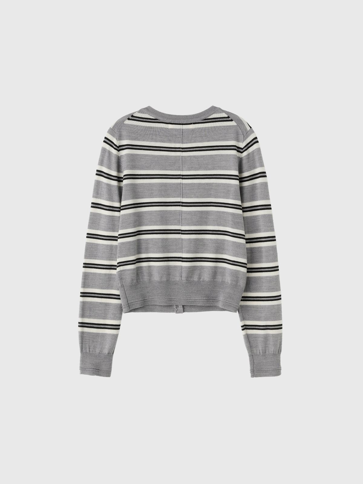 제너럴아이디어(GENERALIDEA) 멀티 스트라이프 크루넥 가디건 [LIGHT GREY] / WBE1L04504