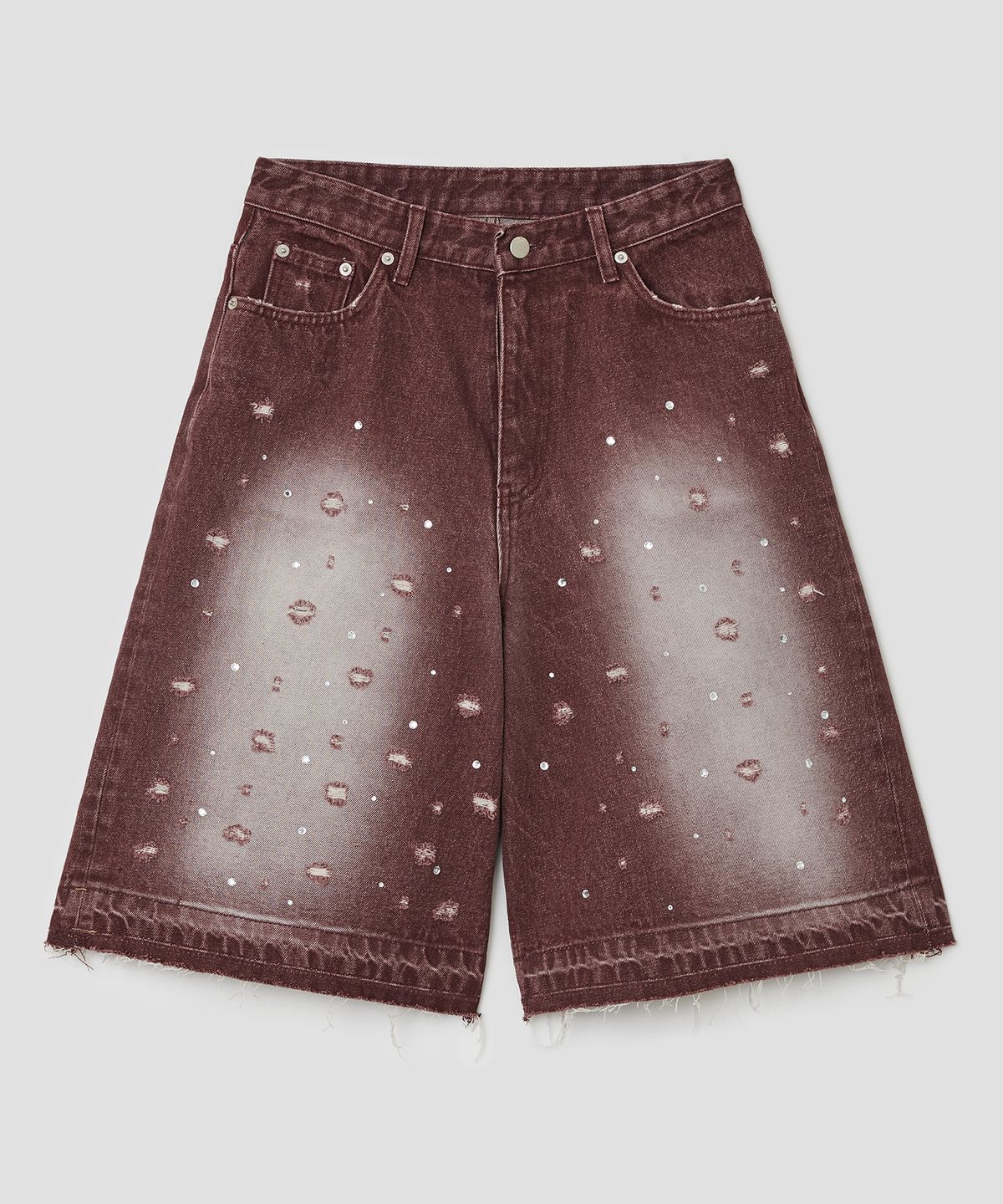 타입서비스(TYPESERVICE) Damaged Stone Bermuda Shorts [Wine]