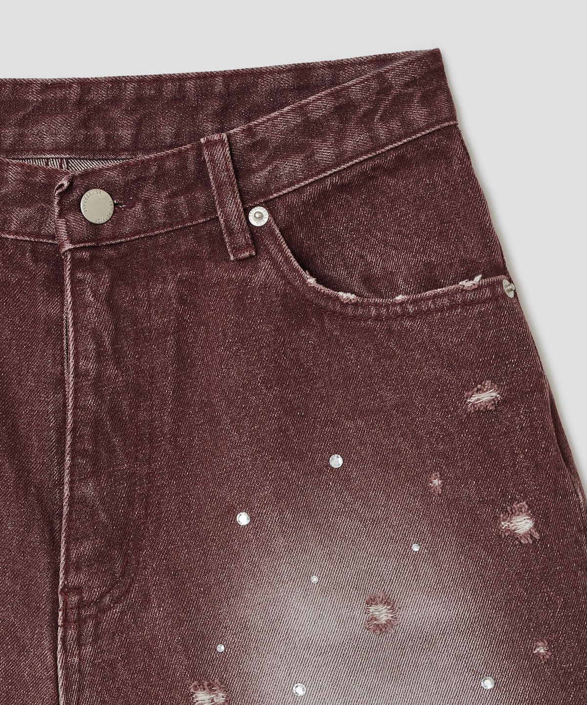 타입서비스(TYPESERVICE) Damaged Stone Bermuda Shorts [Wine]