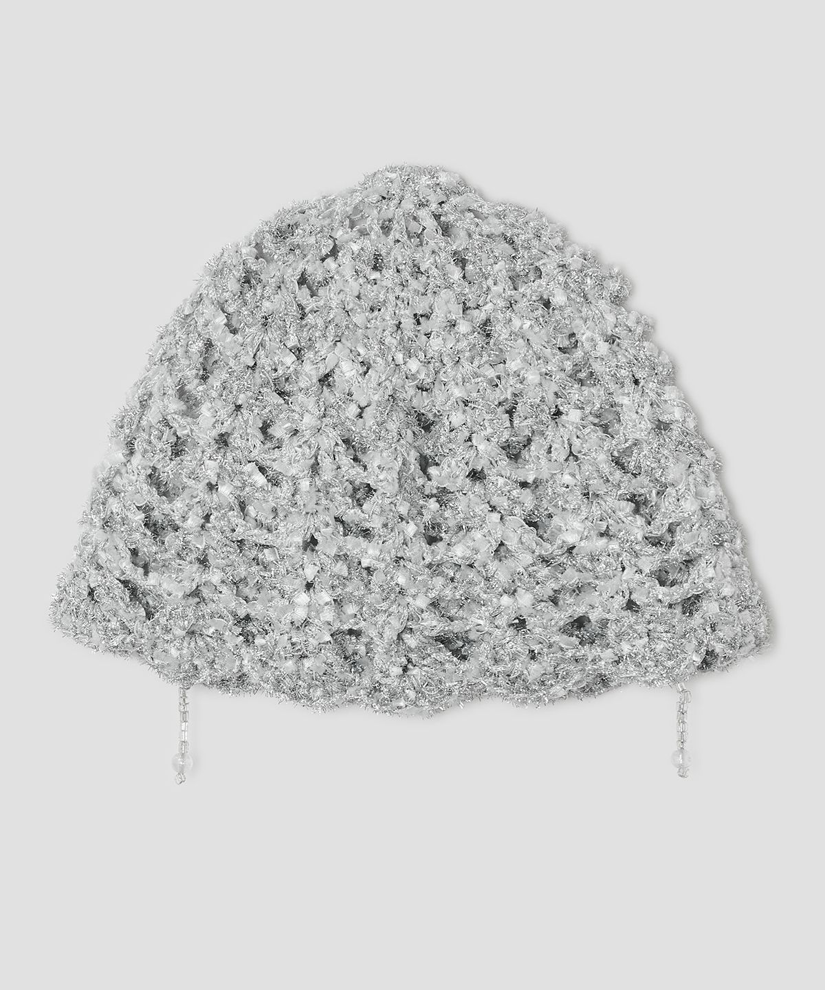 타입서비스(TYPESERVICE) Shimmery Beaded Strap Beanie [Silver]