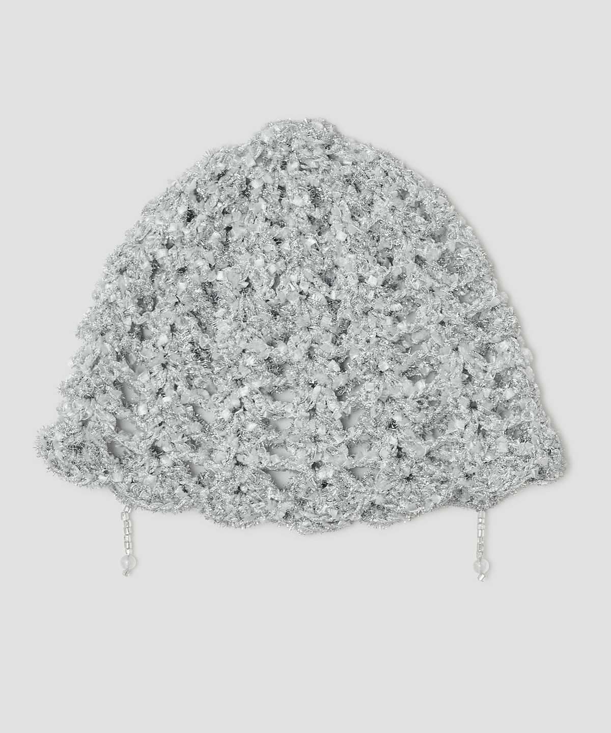 타입서비스(TYPESERVICE) Shimmery Beaded Strap Beanie [Silver]