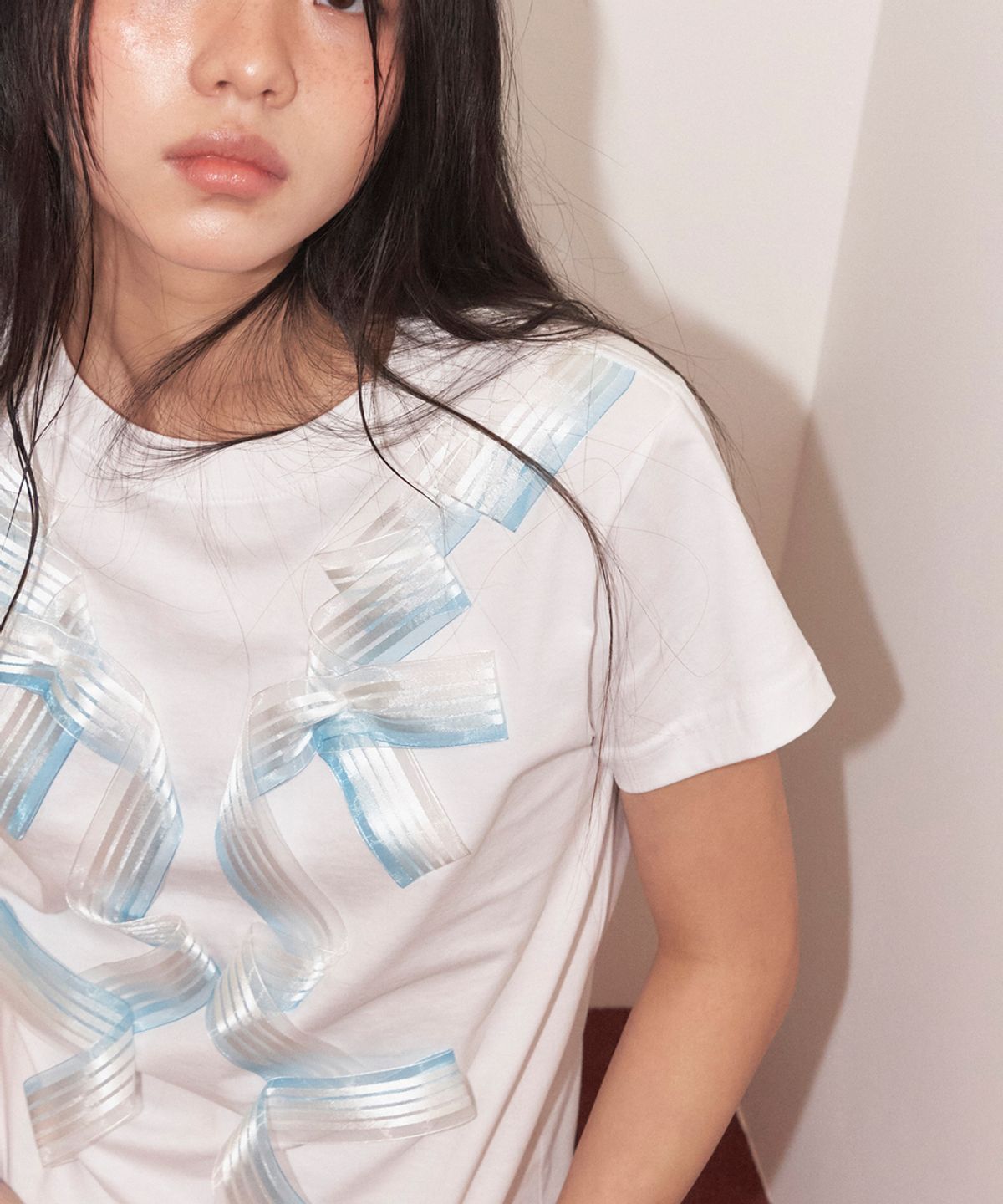 영마일웨어(0MILEWEAR) 리본 티셔츠 (blue)