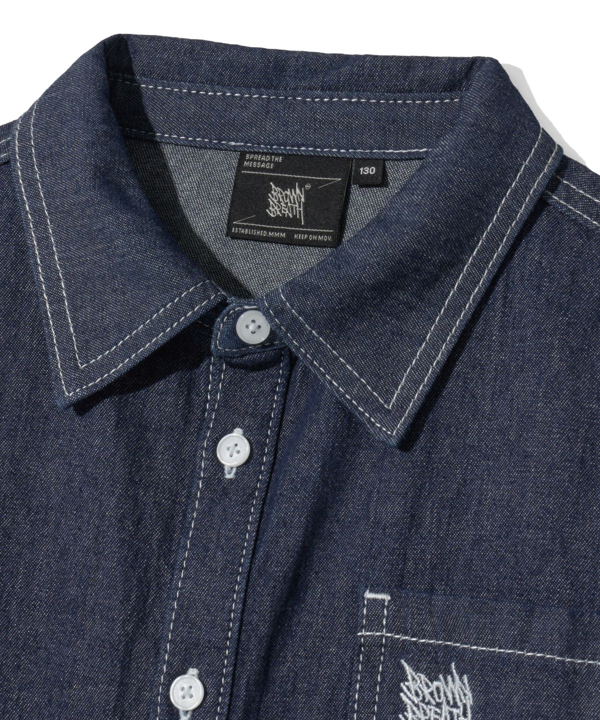 브라운브레스 키즈(BROWNBREATH KIDS) KIDS TAG DENIM SHIRTS - BLUE